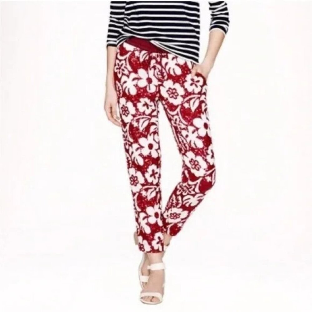 NWT J.Crew Collection Sequin Hawaiian Tropical Print Ankle Pants 6